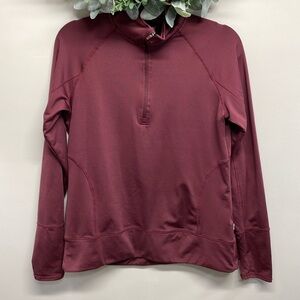 Mondetta Pullover Quarter Zip Performance Top Maroon Burgundy L